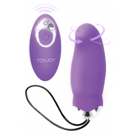 Œuf Vibrant Eggsplode Violet Incurvé - Rotations / Vitesses - Télécommandé - Etanche - Rechargeable - 9 cm / Ø 3,3 cm - Toyjoy