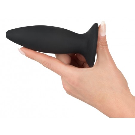 Plug Anal Vibrant Pineconik M - Silicone Noir - Forme Lisse - Rechargeable - 11 cm / Ø 3,8 cm - Black Velvets