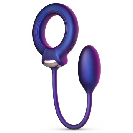 Cockring Et Balle Anale Vibrants Eclipse - Violet Métallisé - Waterproof - Rechargeable - Ø 4,5 cm - Hueman