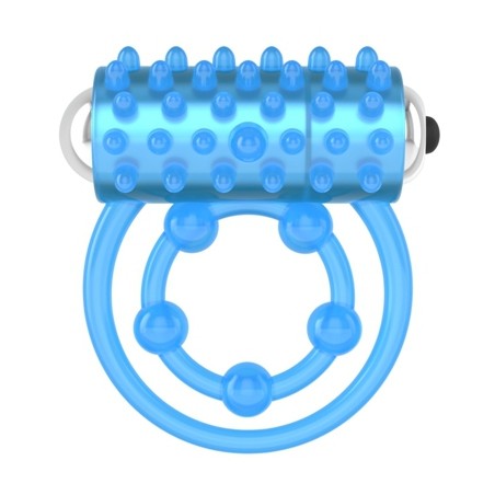 Cockring Et Ball Ring + Stimulateur Clitoridien Lumino Ring 2 Bleu Fluorescent - Waterproof - Ø 3 Et 5 cm - Lovetoy