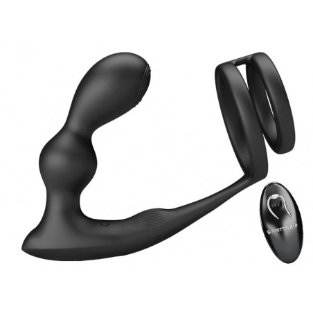 Cockring/Ballring Et Stimulateur De Prostate Marshall - Télécommandé - Etanche - USB - 7,5 cm / 2,7 cm - Pretty Love