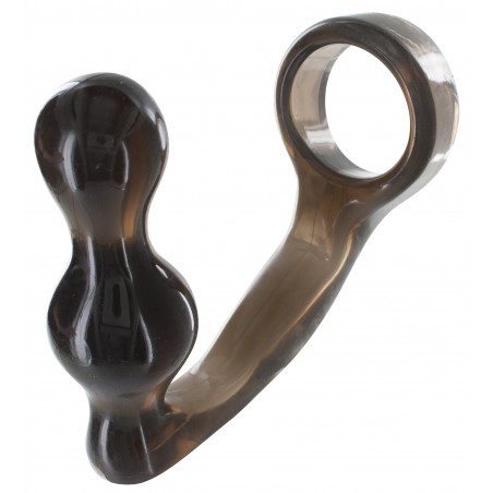 Anneau Pénien Power Duo Gris - Cockring Ø 4 cm - Plug Anal 9 cm / Ø 3 Et 4 cm - Toyjoy