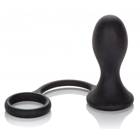 Anneau Pénien Ring Noir - Cockring Ø 3,6 cm Extensible - Plug Anal 9 cm / Ø 3,6 cm - Calexotics
