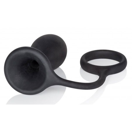 Anneau Pénien Ring Noir - Cockring Ø 3,6 cm Extensible - Plug Anal 9 cm / Ø 3,6 cm - Calexotics