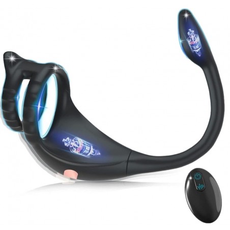 Stimulateur De Prostate Et De Périnée + 2 Cockrings Ø 3,3 Et 4,2 cm Knight - Télécommandé - Waterproof - Rechargeable - Fukr