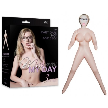 Poupée Gonflable Daisy Dare - Peau Claire - Lunette - 1,54 Mètre - Bouche / Vagin / Anus - NMC