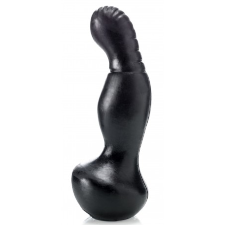 Stimulateur de Prostate - Plug Anal Gp Prostate Incurvé Et Strié - Vinyle Noir - 16 cm / Ø 5,5 cm - Hardtoys