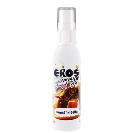 Spray Corporel A Lécher Et Lubrifiant A Base D'Eau - Yummy - Saveur Caramel Salé - 50 Ml - Eros