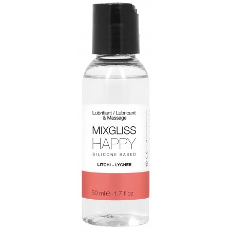 Lubrifiant A Base De Silicone Et Massage Happy Parfum Litchi - Longue Durée - 50 Ml - MixGliss