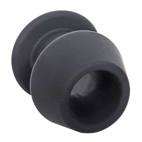 Plug Tunnel Hol Ass Creux Taille M - Diamètre Interne 3,5 cm - Silicone Noir - 7,5 cm / Ø 7 cm - Fukr