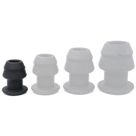 Plug TunneI San Ano Creux Taille S - Avec Bouchon - Diamètre Interne 2,5 cm - Silicone Noir - 6,5 cm / Ø 5 cm - Fukr