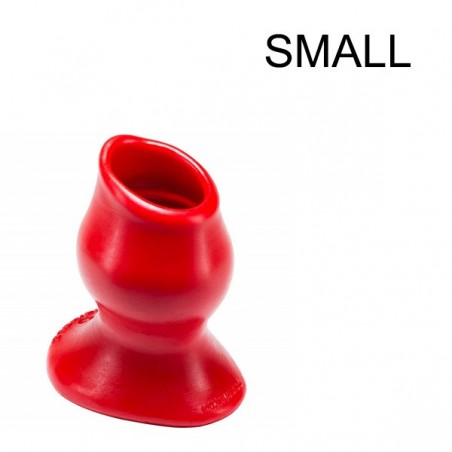 Plug Tunnel Creux Pig-Hole Taille S Luxueux - Diamètre Interne 3,5 cm - Silicone Rouge - 7 cm / Ø 4,5 cm - Oxballs