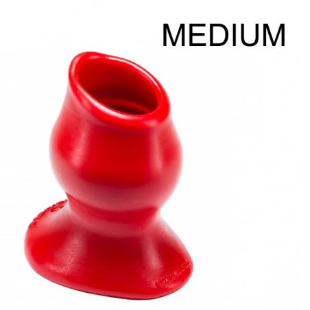 Plug Tunnel Creux Pig-Hole Taille M Luxueux - Diamètre Interne 4,5 cm - Silicone Rouge - 8 cm / Ø 5,5 cm - Oxballs