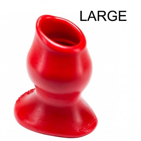 Plug Tunnel Creux Pig-Hole Taille L Luxueux - Diamètre Interne 4,5 cm - Silicone Rouge - 9 cm / Ø 7 cm - Oxballs