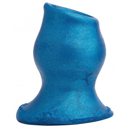 Plug Tunnel Creux Pig-Hole Platinum Luxueux - Diamètre Interne 5 cm - Silicone Bleu Marbré - 13 cm / Ø 9 cm - Oxballs