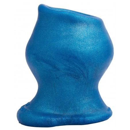 Plug Tunnel Creux Pig-Hole Platinum Luxueux - Diamètre Interne 6 cm - Silicone Bleu Marbré - 14 cm / Ø 11 cm - Oxballs