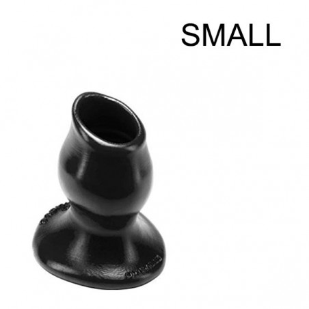 Plug Tunnel Creux Pig-Hole Taille S Luxueux - Diamètre Interne 3,5 cm - Silicone Noir - 7 cm / Ø 4,5 cm - Oxballs