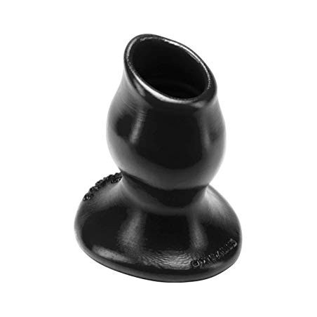 Plug Tunnel Creux Pig-Hole Taille S Luxueux - Diamètre Interne 3,5 cm - Silicone Noir - 7 cm / Ø 4,5 cm - Oxballs