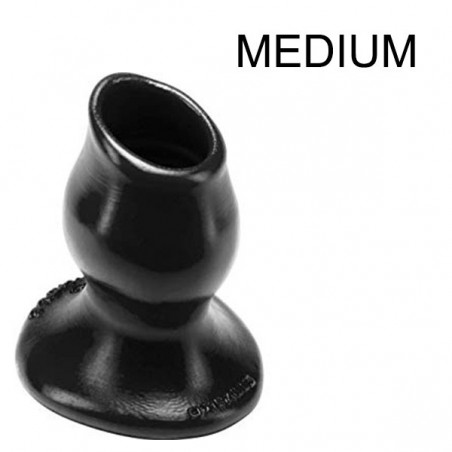 Plug Tunnel Creux Pig-Hole Taille M Luxueux - Diamètre Interne 4,5 cm - Silicone Noir - 8 cm / Ø 5,5 cm - Oxballs