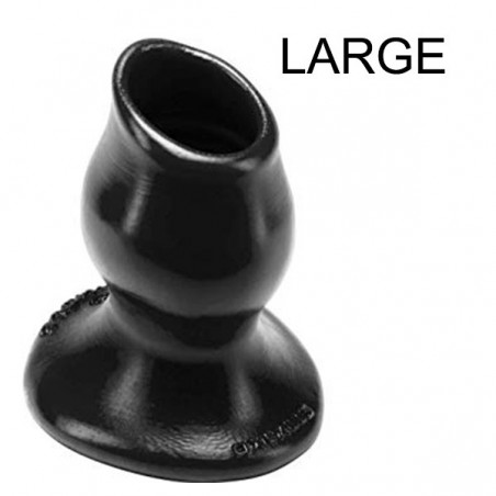 Plug Tunnel Creux Pig-Hole Taille L Luxueux - Diamètre Interne 4,5 cm - Silicone Noir - 9 cm / Ø 7 cm - Oxballs