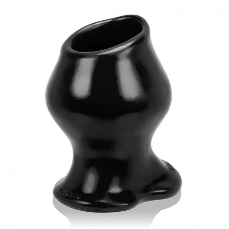 Plug Tunnel Creux Pig-Hole FF Luxueux - Structuré - Diamètre Interne 5,5 cm - Silicone Noir - 14 cm / Ø 11 cm - Oxballs