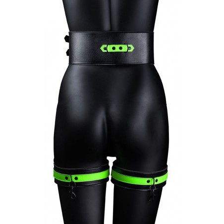 Kit SM Glow Restraint Phosphorescent - Ceinture / Sangles De Cuisses / Menottes - Tailles : S/M - L/XL - Ouch