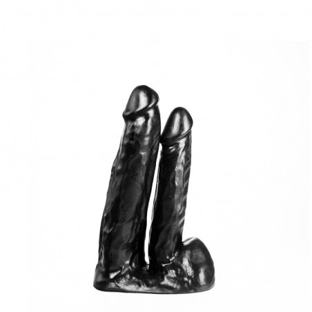 Double Gode A Ventouse - Vaginal Et Anal - Couleur Noire - 18 Cm Et 14 Cm / Ø 4 Cm Et 3,5 Cm - Dildorama
