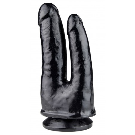 Double Gode A Ventouse Sam & Jack - Vaginal Et Anal - Vinyle Noir - 13 Cm Et 11 Cm / Ø 4 Cm Et 3 Cm - Hardtoys