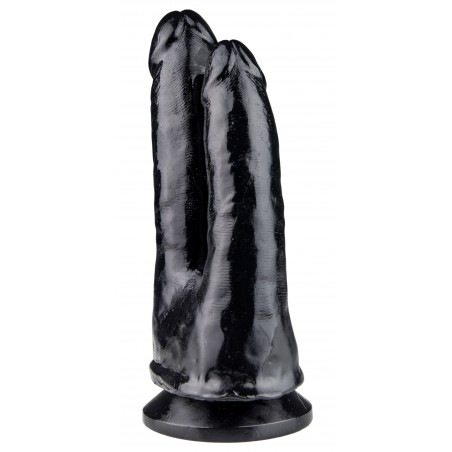 Double Gode A Ventouse Sam & Jack - Vaginal Et Anal - Vinyle Noir - 13 Cm Et 11 Cm / Ø 4 Cm Et 3 Cm - Hardtoys
