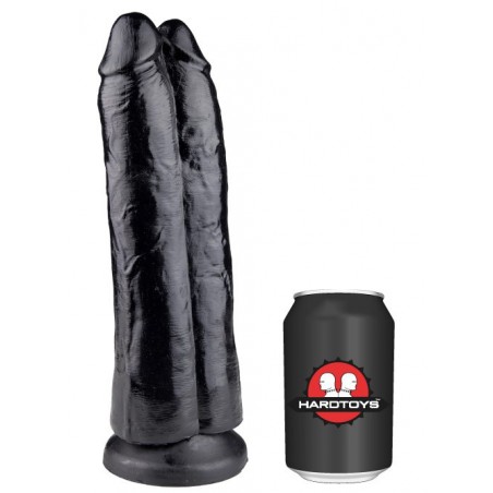 Double gode XXL A Ventouse Collé Driss & Noa - Vaginal Ou Anal - Vinyle Noir - 28 Cm / 8 Cm - Hardtoys