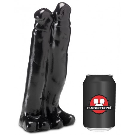 Double gode XXXL Collé Twix - Vaginal Ou Anal - Vinyle Noir - 23,5 Cm / 8,2 Cm - Hardtoys