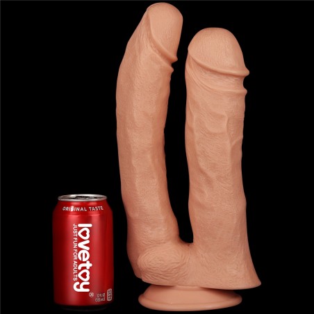 Double Gode A Ventouse Mega Double De Luxe - Vaginal Et Anal - Couleur Chair - 26 Cm Et 24 Cm / Ø 5,5 Cm Et 6,5 Cm - Lovetoy