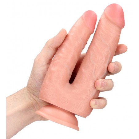Double Gode A Ventouse Double Trouble Chair - Vaginal Et Anal - 15 Cm Et 13 Cm / Ø 4,5 Cm Et 4 Cm - Real Rock