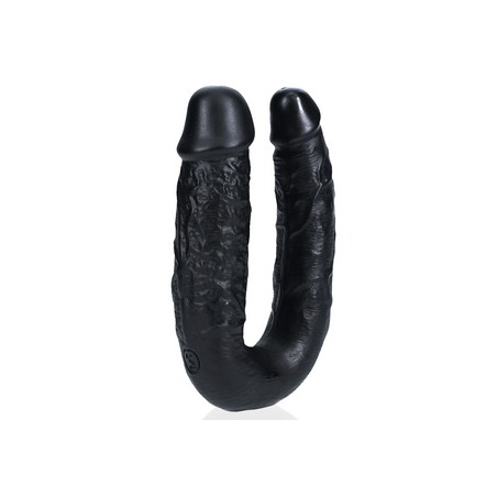 Double Gode Shape Texturé - Forme En U - Silicone Noir - 23 Cm / Ø 2,5 et 3 cm - Realrock
