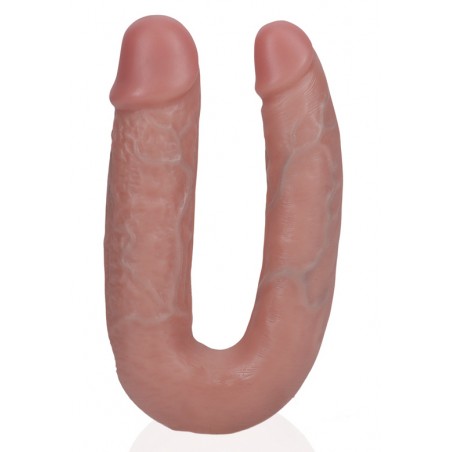Double Gode Shape Texturé - Forme En U - Silicone Chair - 23 Cm / Ø 2,5 et 3 cm - Realrock