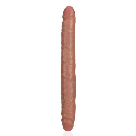 Dong Straight Slim Marron - Double Gode Texturé - 30,5 Cm / Ø De 3 Cm A 3,5 Cm - Real Rock