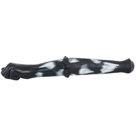 Dong XXXL FistDick - Silicone Noir Et Blanc - Double Gode Poing Fermé / Arrondi - 19 Cm / Ø 4,2 Cm Et 6,3 Cm - Generique