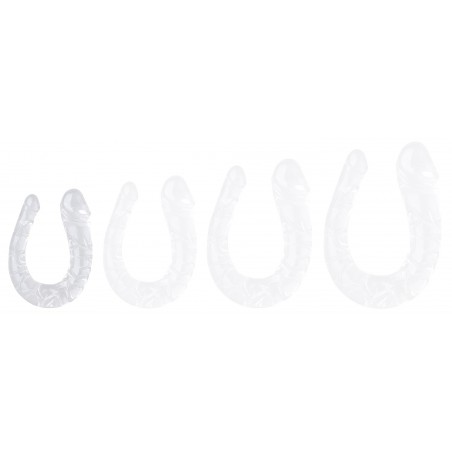 Double Gode Jelly S Transparent - Texturé - Forme En U - 25 Cm / Ø 1,5 et 3 cm - Clearlyhorny