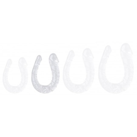 Double Gode Jelly M Transparent - Texturé - Forme En U - 30 Cm / Ø 2 et 4 cm - Clearlyhorny