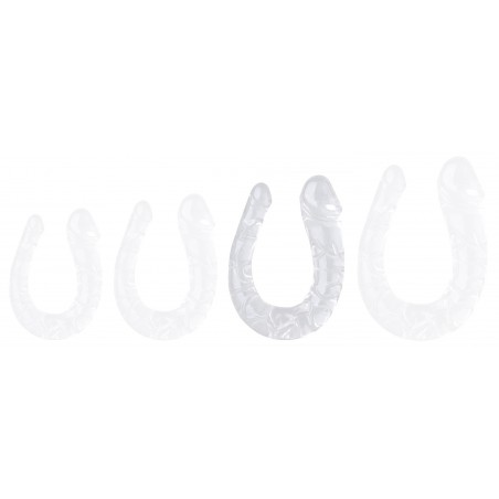 Double Gode Jelly L Transparent - Texturé - Forme En U - 40 Cm / Ø 2,5 et 4,5 cm - Clearlyhorny
