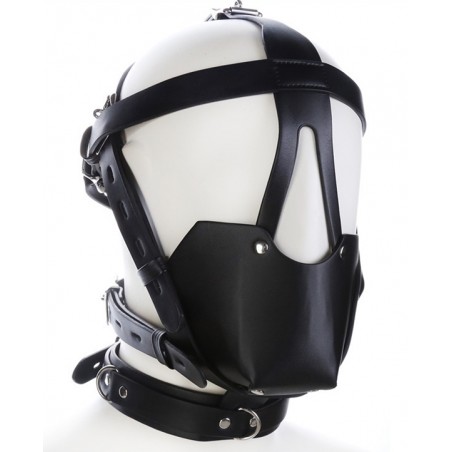 Bâillon Muselière Harness Head - Boule Percée Ø 4 cm - Anneau Au Cou - Sangles Réglables Par Boucles - Generique