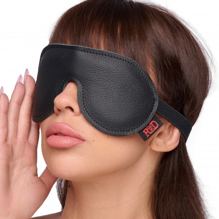 Loup Blind Leather En Cuir Véritable Noir - Yeux Masqués - Elastique - 9 cm / 18 cm - The Red