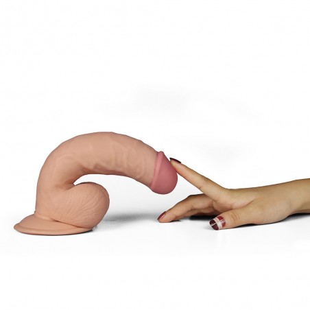 Gode Vibrant Ultra Soft - Testicules Et Gland Circoncis - Télécommande Filaire - Ventouse/Harnais - 16 cm / Ø 4,5 cm - Lovetoy
