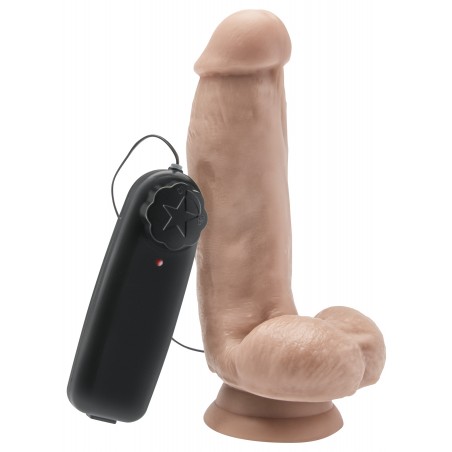 Gode Vibrant Get Real S - Testicules Et Gland Saillant - Télécommande Filaire - Ventouse/Harnais - 13 cm / Ø 4 cm - Toyjoy