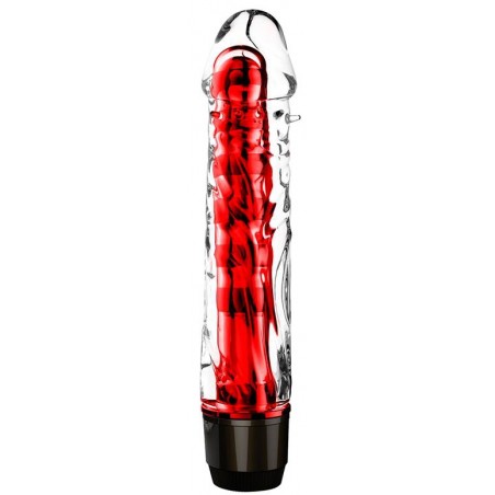 Vibromasseur Chris Rouge - Gaine Transparente Amovible - 14 cm / Ø 3,3 cm - Latetobed