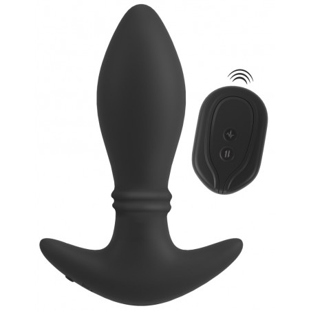 Plug Vibrant Et Anneaux Massant Moving Rings Noir - Télécommandé - Rechargeable - 17 cm / Ø 4,5 cm - Anos