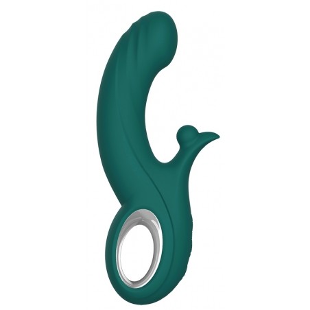 Rabbit De Luxe Raider Vert - Va-Et-Vient Et Vibration - Rechargeable - Waterproof - 13 cm / Ø 3,5 cm - Kissen