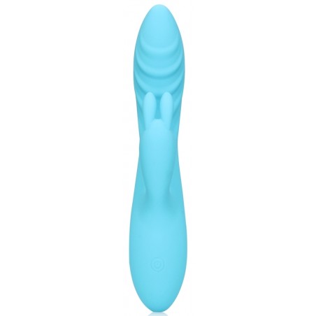 Rabbit Structuré Icy Bleu - Oreilles De Lapin - Waterproof - Rechargeable - 12 cm / Ø 3,4 cm - Loveline