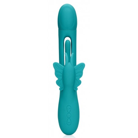 Rabbit Butterfly Flap Bleu - Langue A Picots - Papillon Clitoridien - Waterproof - Rechargeable - 15 cm / Ø 3,8 cm - Loveline
