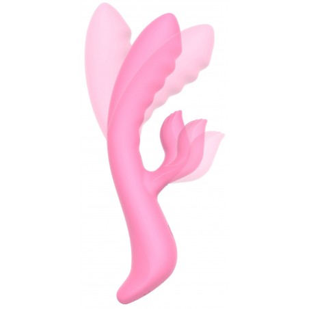 Rabbit The Belle Rose - Strié - Flexible - Waterproof - Rechargeable - 12 cm / Ø 3,5 cm - Toyjoy
